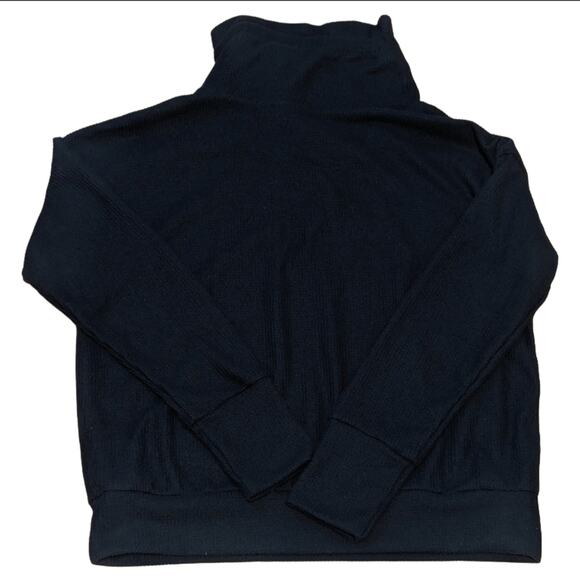 Halara Cowl Neck Drawstring Slouchy Long Sleeve Relaxed Waffle Thermal Sweater - Picture 2 of 4